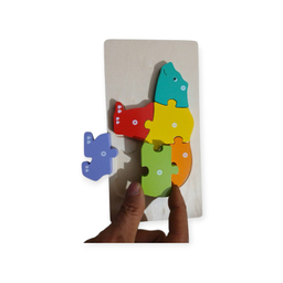 بازی آموزشی مدل پازل چوبی برجسته طرح فیل