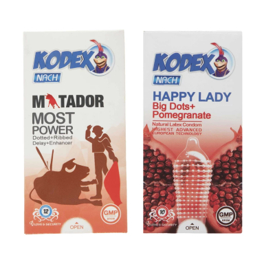 کاندوم کدکس مدل Matador بسته 12 عددی به همراه کاندوم کدکس مدل Happy Lady بسته 10 عددی