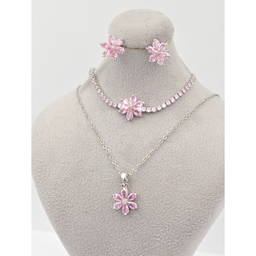 نیم ست زیور زنانه وای اس ایکس مدل کریستال سواروسکی طرح گل کد swsr1769