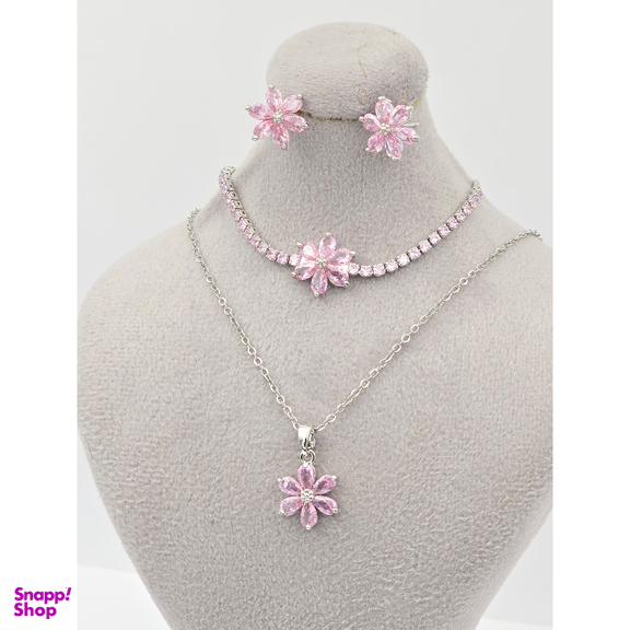 نیم ست زیور زنانه وای اس ایکس مدل کریستال سواروسکی طرح گل کد swsr1769