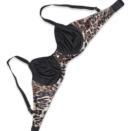 ست شورت و سوتین فنردار پرلون و مخملی میسا طرح پلنگی کد 7150 رنگ مشکی