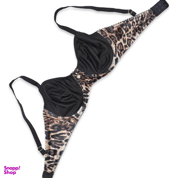 ست شورت و سوتین فنردار پرلون و مخملی میسا طرح پلنگی کد 7150 رنگ مشکی