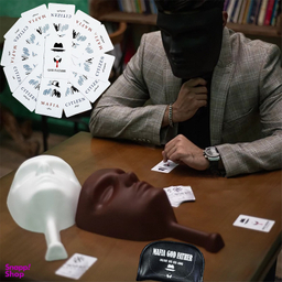 ماسک ایفای نقش مافیا مدل اشرافی بسته 12 عددی رنگ مشکی به همراه 30 کارت بازی