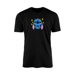 تیشرت آستین کوتاه زنانه کد TZ3 طرح استیچ کارتونی رنگ مشکی