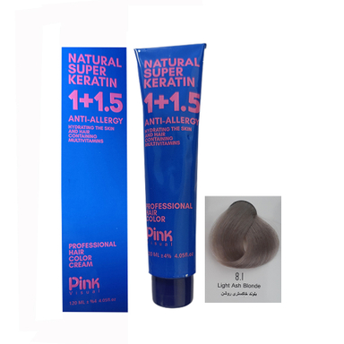 رنگ مو پینک ویژوال شماره 8.1 رنگ بلوند خاکستری روشن حجم 120 میلی لیتر