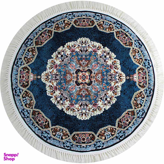 فرش ماشینی مدل گرد طرح هالیدی رنگ سرمه ای