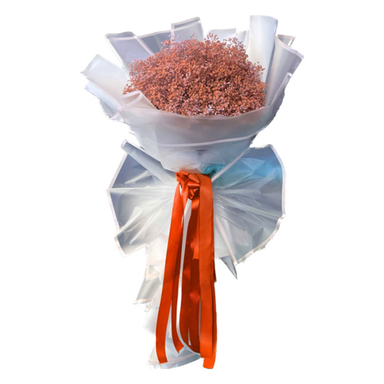 دسته گل عروس ژیپسوفیلا مدل گرد رنگ نارنجی