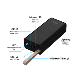 پاوربانک فیلیپس مدل DLP9790 فست شارژ ظرفیت 30000 میل آمپر ساعت