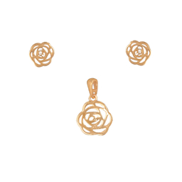 نیم ست طلا 18 عیار زنانه طلاجات مدل طرح گل کد 1011