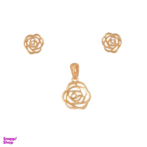 نیم ست طلا 18 عیار زنانه طلاجات مدل طرح گل کد 1011