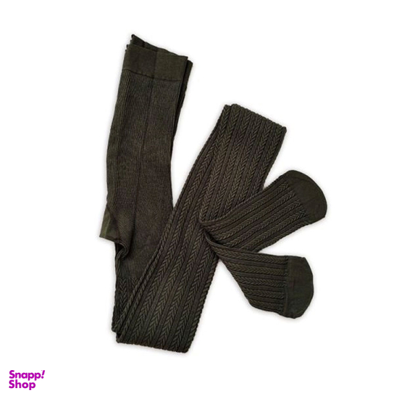 جوراب شلواری بافت گندم زنانه زیتونی