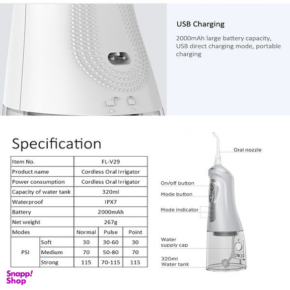 دستگاه واتر جت شست و شوی دهان و دندان گلویش استایل مدل FL-V29