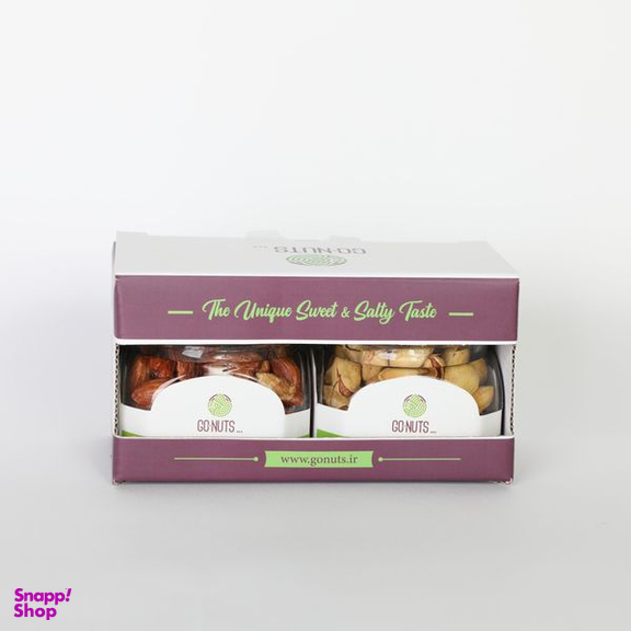 آجیل هدیه تنگ گلبهار 1 به همراه پسته احمدآقایی بادام هندی گوناتس وزن 200 گرم