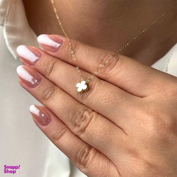 گردنبند طلا 18 عیار زنانه دیانا مدل ونکلیف سفید