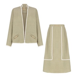 ست کت و دامن زنانه السانا مدل ضحا کد 219619 رنگ سبز سدری