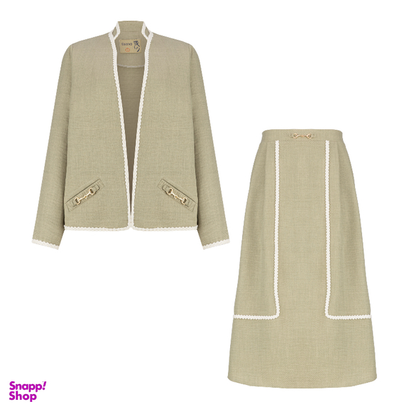 ست کت و دامن زنانه السانا مدل ضحا کد 219619 رنگ سبز سدری