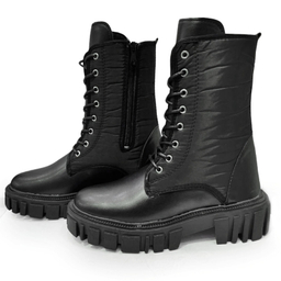 نیم بوت زنانه مدل کاپشنی بندی زیپی