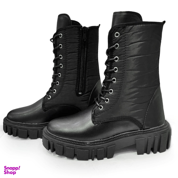 نیم بوت زنانه مدل کاپشنی بندی زیپی