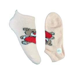 جوراب زنانه مچی پشمی طرح خرس کد 24241