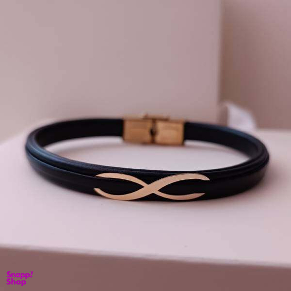 دستبند چرم و طلا 18 عیار زنانه مدل بینهایت کد G0168