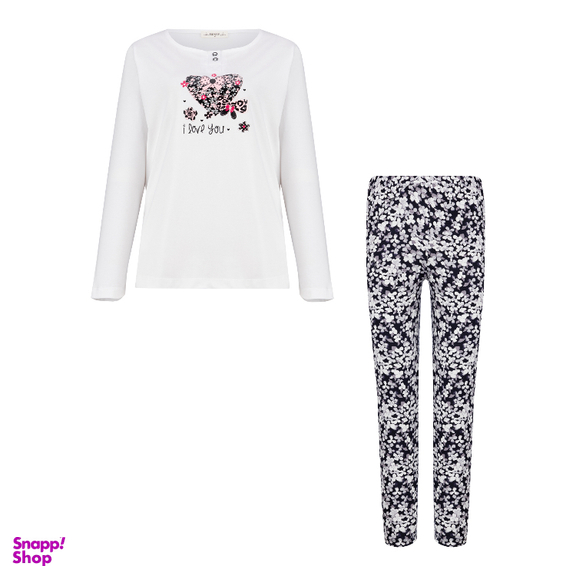 ست بلوز و شلوار راحتی زنانه کد 1046 رنگ سفید