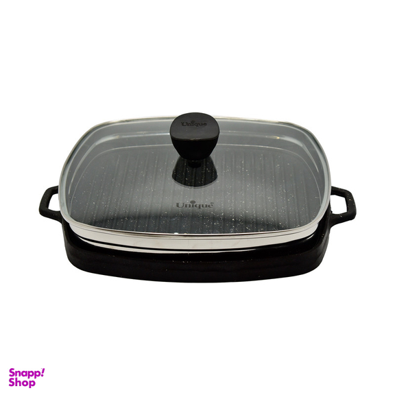 تابه گریل یونیک مدل مربع درب دار سایز 32 کد 6009 مجموعه 3 عددی