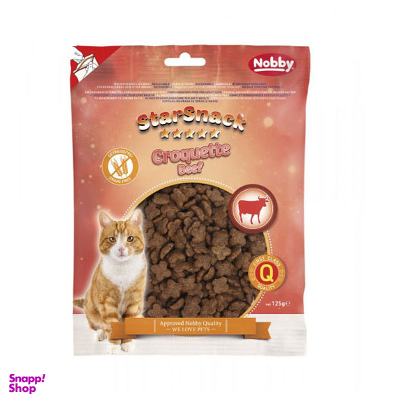 تشویقی گربه نوبی مدل اسنک طعم بیف وزن 125 گرم