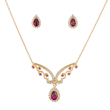 نیم ست طلا 18 عیار زنانه جواهری سون کد 2792