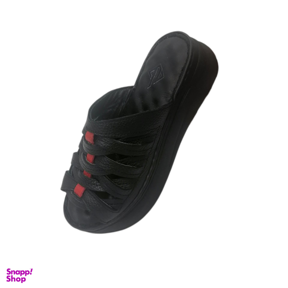 صندل طبی زنانه چرم ریباری مدل S1 رنگ مشکی