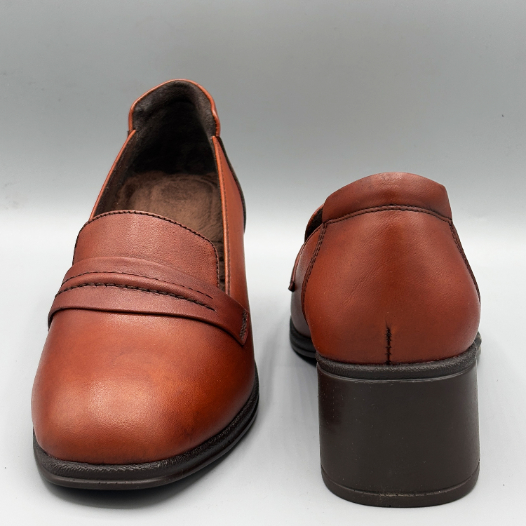 کفش رسمی چرم طبیعی زنانه سی ینا کد 671 رنگ سماقی