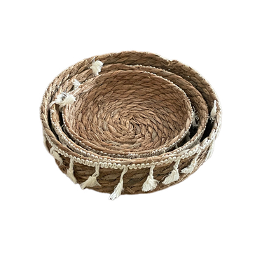 سبد نان مدل منگوله دار Boho 400 مجموعه 3 عددی