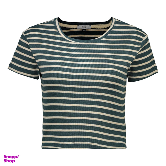 کراپ تیشرت آستین کوتاه زنانه ایزی دو مدل رینگر رنگ سبز