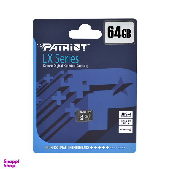 کارت حافظه microSDXC پتریوت مدل LX کلاس 10 استاندارد UHS-I U1 سرعت 80 MBps ظرفیت 64 گیگا بایت