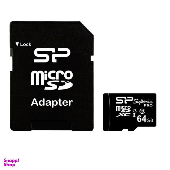 کارت حافظه microSDXC سیلیکون پاور مدل Superior Pro کلاس 10 استاندارد UHS-I U3 سرعت 90MBps همراه با آداپتور SD ظرفیت 64 گیگابایت