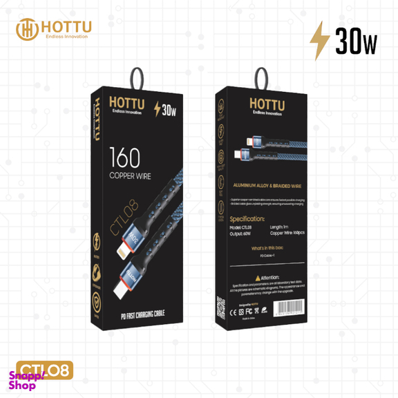 کابل شارژ 30 وات Type-C به Lightning هوتو مدل CTL08 طول 1 متر