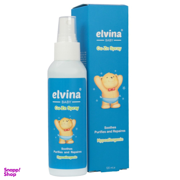 اسپری التیام بخش کودک الوینا مدل کیو زینک مناسب پوست های آسیب دیده حجم 120 میلی لیتر