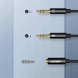 کابل تبدیل 1 به 2 صدا Jack 3.5mm یوگرین مدل AV140 AUX کد 20898 طول 20 سانتی متر