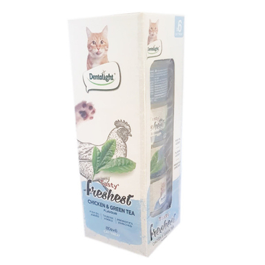کنسرو غذای گربه دنتالایت مدل  CHICKEN GREEN TEA وزن 80 گرم بسته 6 عددی