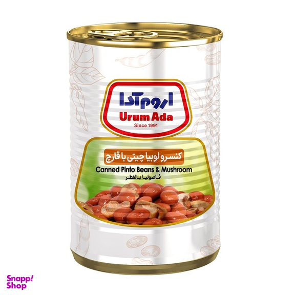 کنسرو لوبیا چیتی با قارچ اروم آدا وزن 390 گرم