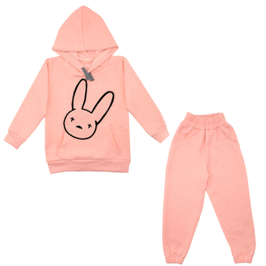 ست هودی و شلوار دخترانه مدل خرگوش A82 رنگ گلبهی