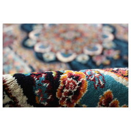 فرش ماشینی مدل بیضی طرح ناردون زمینه سرمه ای