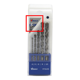 مته الماسه بتن وی تولز مدل YP-SIMAN-05 سایز 4/10 میلی متر مجموعه 5 عددی