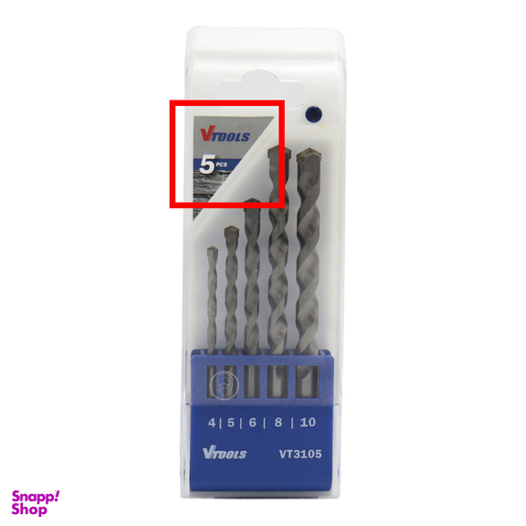 مته الماسه بتن وی تولز مدل YP-SIMAN-05 سایز 4/10 میلی متر مجموعه 5 عددی