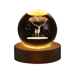 چراغ خواب مدل گوی کریستال طرح گوزن سایز ۴ سانتی‌متر کد 121