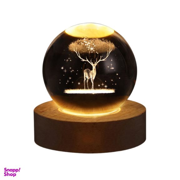 چراغ خواب مدل گوی کریستال طرح گوزن سایز ۴ سانتی‌متر کد 121