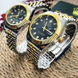 ست ساعت مچی عقربه ای زنانه و مردانه طرح رولکس مدل دیت جاست کد SR/GD/BK