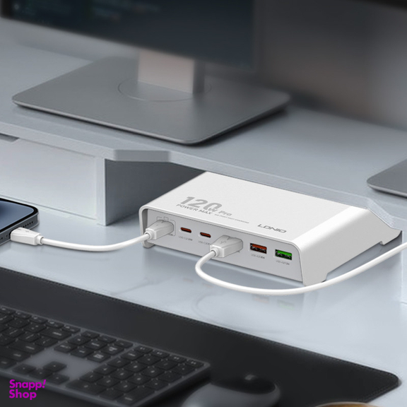 شارژر رومیزی 120وات الدینیو مدل HUB CHARGER Q605