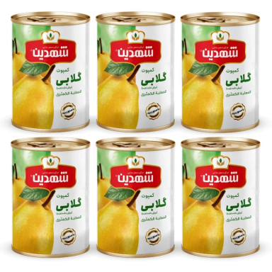 کمپوت گلابی شهدین وزن 370 گرم بسته 6 عددی