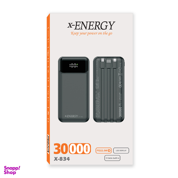 پاوربانک ایکس انرژی مدل X-834 22.5W ظرفیت 30000 میلی آمپر ساعت