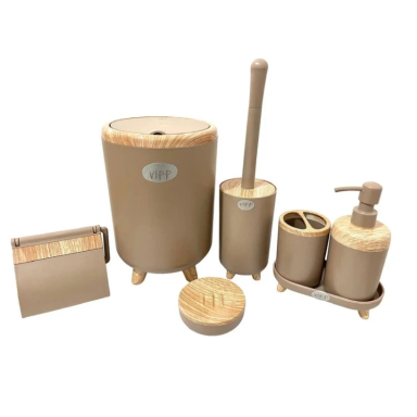 ست سرویس بهداشتی ویپ مدل ماهور طرح چوب مجموعه ۶ عددی